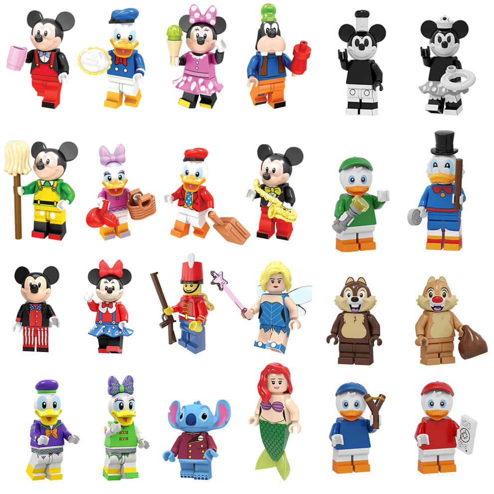 Bonxaif (24Pcs Disney Mickey And Donald Duck) 24Pcs Mickey And Donald Duck Minifigures Kids Toys Fit Lego
