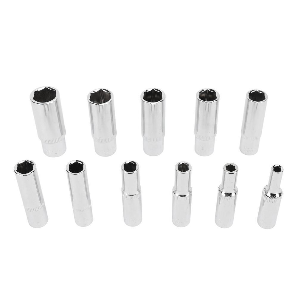 11 Pieces Extended Sockets 1/4 Inch Hex Socket Chrome Vanadium Steel 6 Point Deep Socket Set 4Â14Mm 9361313975586