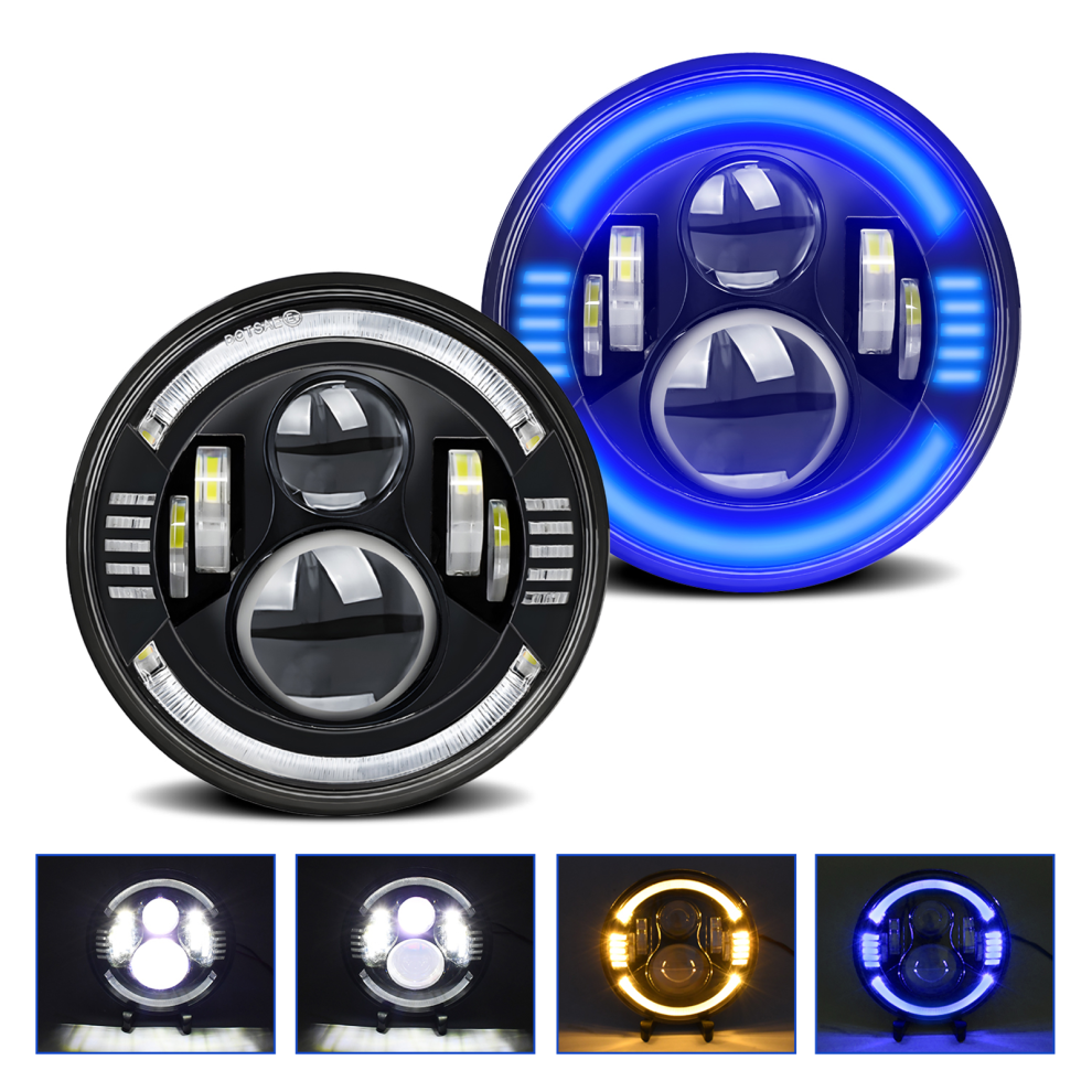 1Pcs 7 Inch Car Motorcycle Led Headlight With Drl/Turn Signal/Low Beam/High Beam 7'' Round Headlight Replacement For Jeep Wrangler Jk Tj Cj 5061313977477