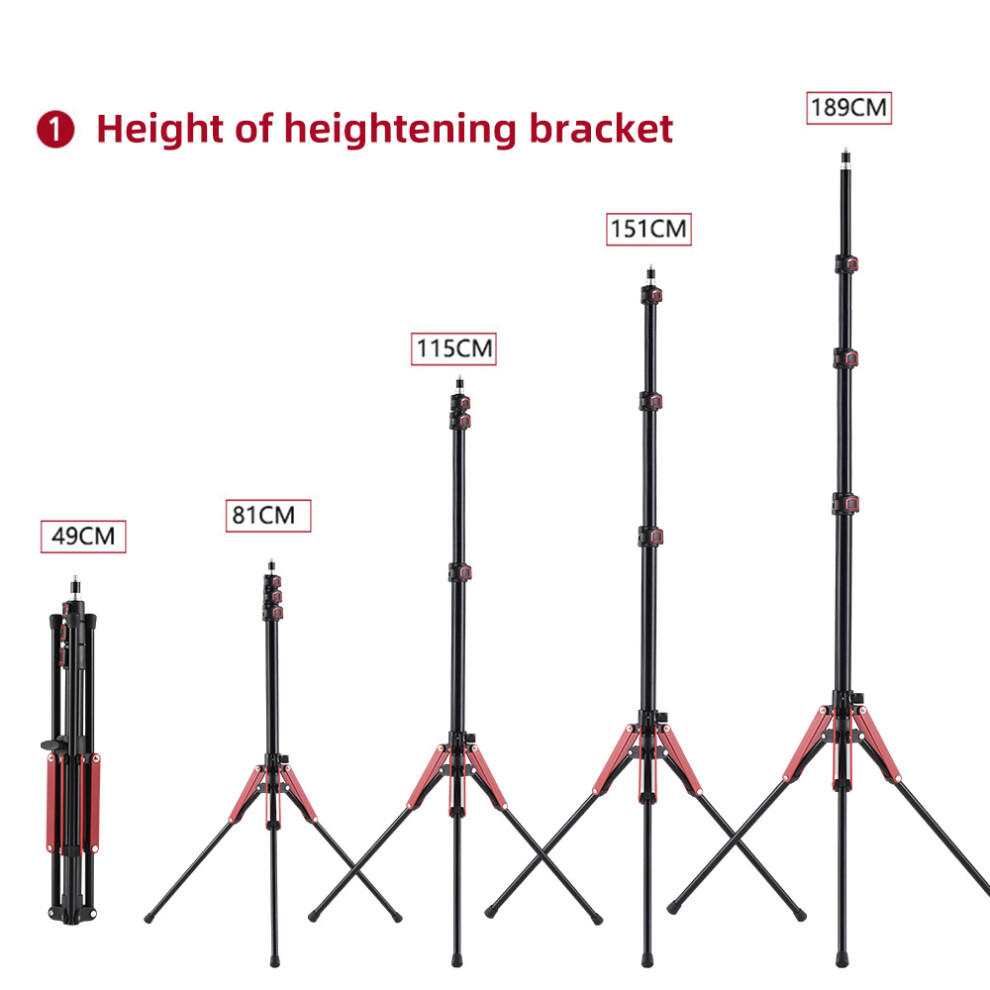 189Cm/74.4In Adjustable Tripod Stand Video Stand Aluminum Alloy Material 3-Section Adjustable 5Kg/11Lbs Load Capacity With 1/4In Thre Light 4921313981243