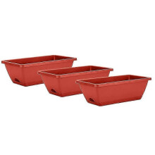 3 Pack 19.6 Inches Window Box Rectangular with Trays,Flower Pot Plant Growing Container for Patio,Balcony,Porch
