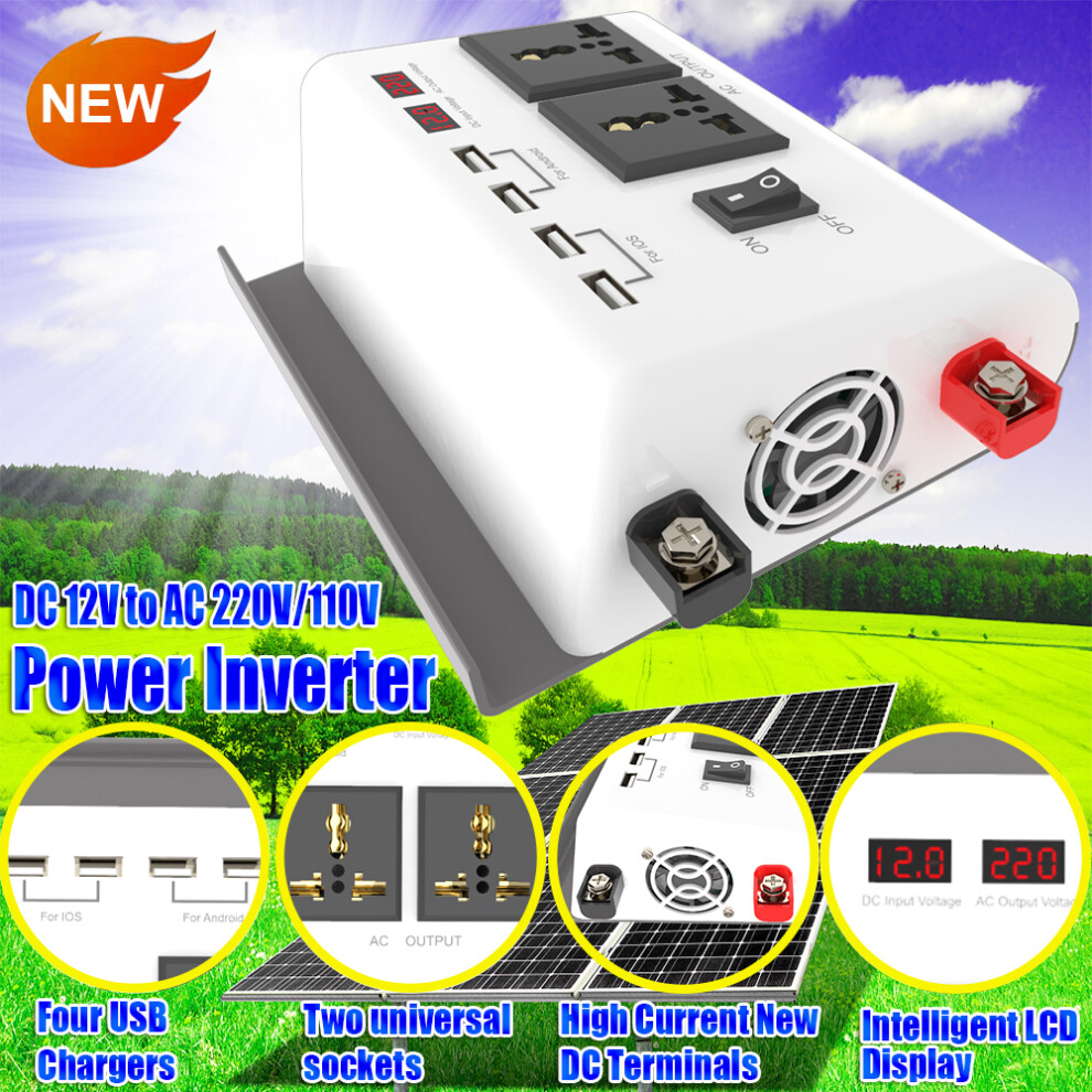 300W Car Power Inverters Dc 12V To Ac 220V Converter 4 Usb Ports And 2 Ac Outlets Charger Adapter Car Plug Converter Sine Wave Inverter Wit 3591313984271