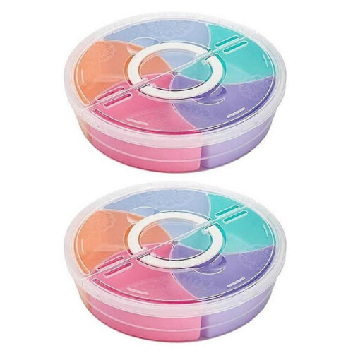 2Pc Multi-Function Food Storage Tray with Lid Food Containers Tray for Nuts and Candy Fruit Snack P