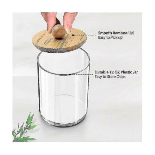 Qtip H, Bath Izer Accessories Stora Containers Clear Jars with Bamboo for C 2