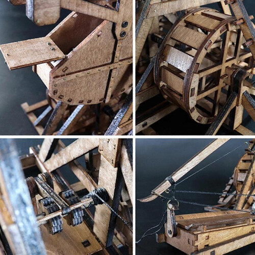 Large Medieval Trebuchet Wooden Model Kit Wood Construction Kit New js 1