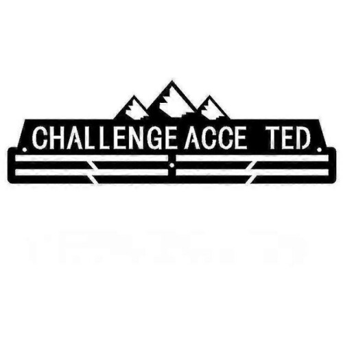 (challenge acce ted) Medal Holder Display Hanger Rack Medals Black
