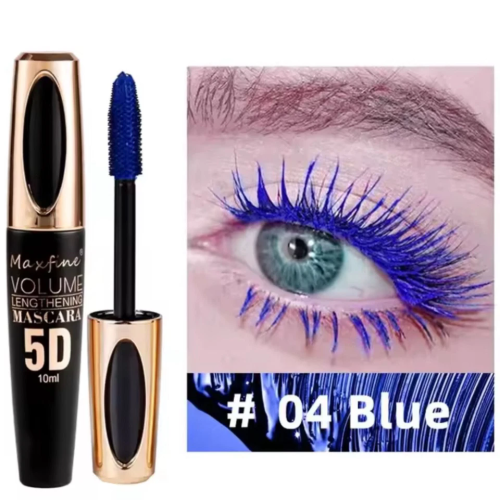 (#04 Blue) Maxfine 5D Silk Fiber Mascara Waterproof Eyelash Extension Ultra Volume Curl