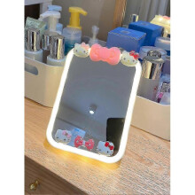 Kawaii Genuine Sanrio Led Makeup Mirror Hello Kitty Cartoon Girl Hd Lighting Dressing Mirror Desk Cute Ladies Holiday Gift