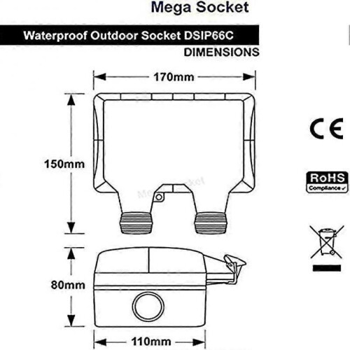 Outdoor Socket, Dustproof, Outdoor Wall Socket, Weatherproof, High Performance 2