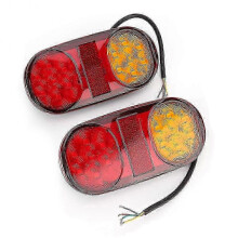 2pcs 24V Trailer Taillight 14LED Dual Color Oval Styling Rear Light Lamp High Brightness