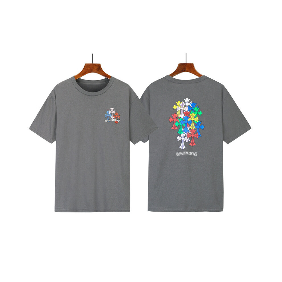 (Dark Grey, XL) 2025 Chrome Heart New Summer Short Sleeve Casual Men's and Women's Cotton T-Shirt
