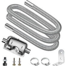 200cm Exhaust Hose for Generator with Muffler Parking Heater Exhaust Pipe Stainless Steel Diesel Heater Exhaust Pipe Set with Clamps Car Air