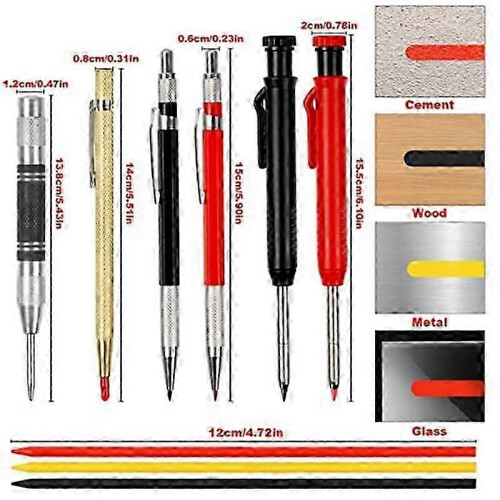 10 Pack Carpenter Pencil with Sharpener, Mechanical Carpenter Pencils Set with 36 Refills, Deep Hol 1