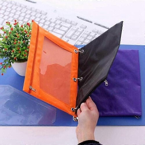 8 Pack 3-Ring Pencil Pouch, Pouch Binder, Multi-Color, Pencil Case, Clear Window, for School Suppli 1