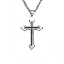 Mens Stainless Steel Cross Pendant Necklace Flower Basket Chain