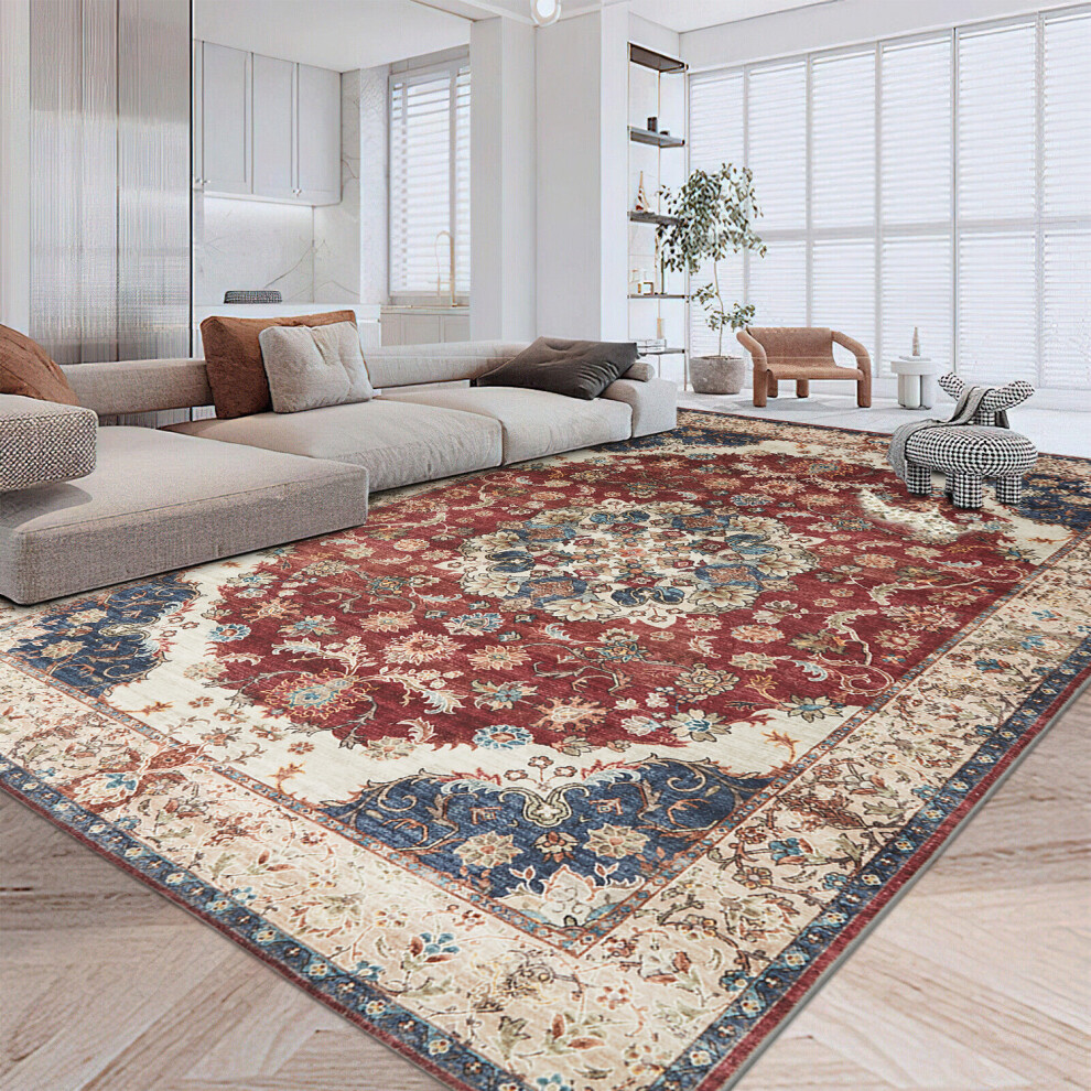 (240 x 320 cm (8 ft x 10 ft 6 in) _ Extra Large Rugs Carpets For Living Room Bedroom Indoor Outdoor R, Red Floral) Extra Large Traditional Rugs Modern Carpet Doormat