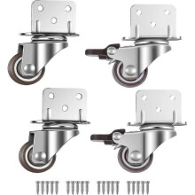 4 Pack Swivel Castors, Furniture Castors, Wheels with Brake, L-mounting Plate 25mm NEW