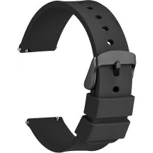 (As show, One size) 24mm black silicone strap with black buckle, quick change, for 14mm, 16mm, 18mm, 19mm, 20mm, 21mm, 22mm, 24mm ladies watches.