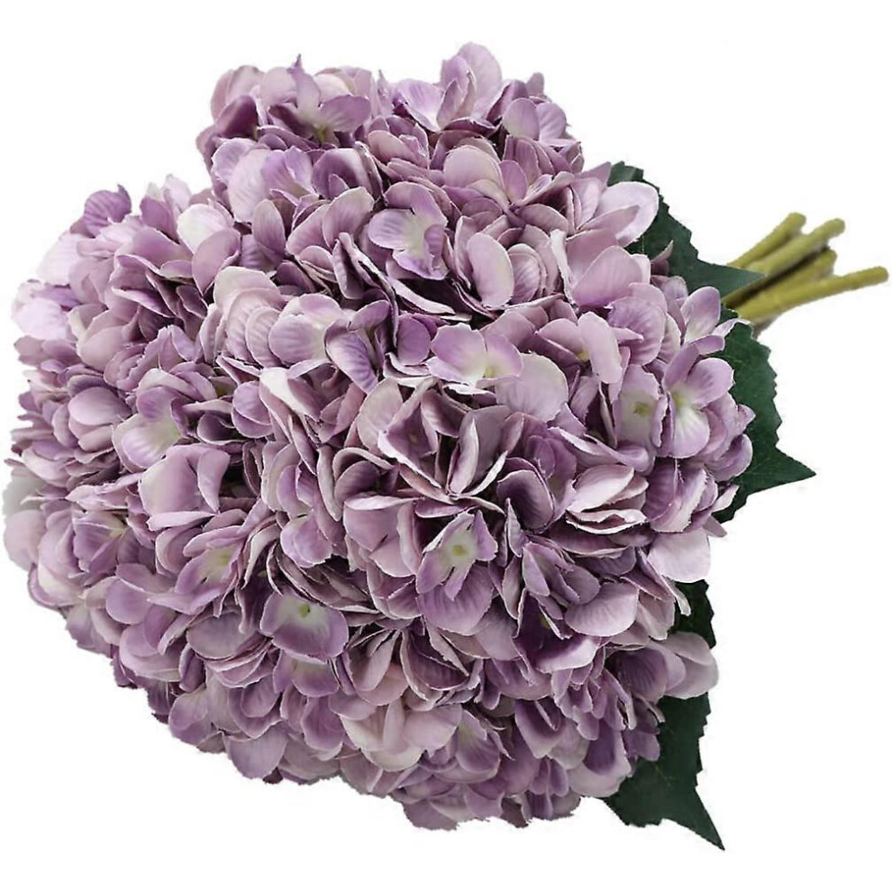 (As show, One size) 5 PCS Simple Long Silk Stem 6.3 Inch Head Hydrangea Bouquets for Wedding, Home, Hotel, Party Decoration, Flower Arrangement (Purple)