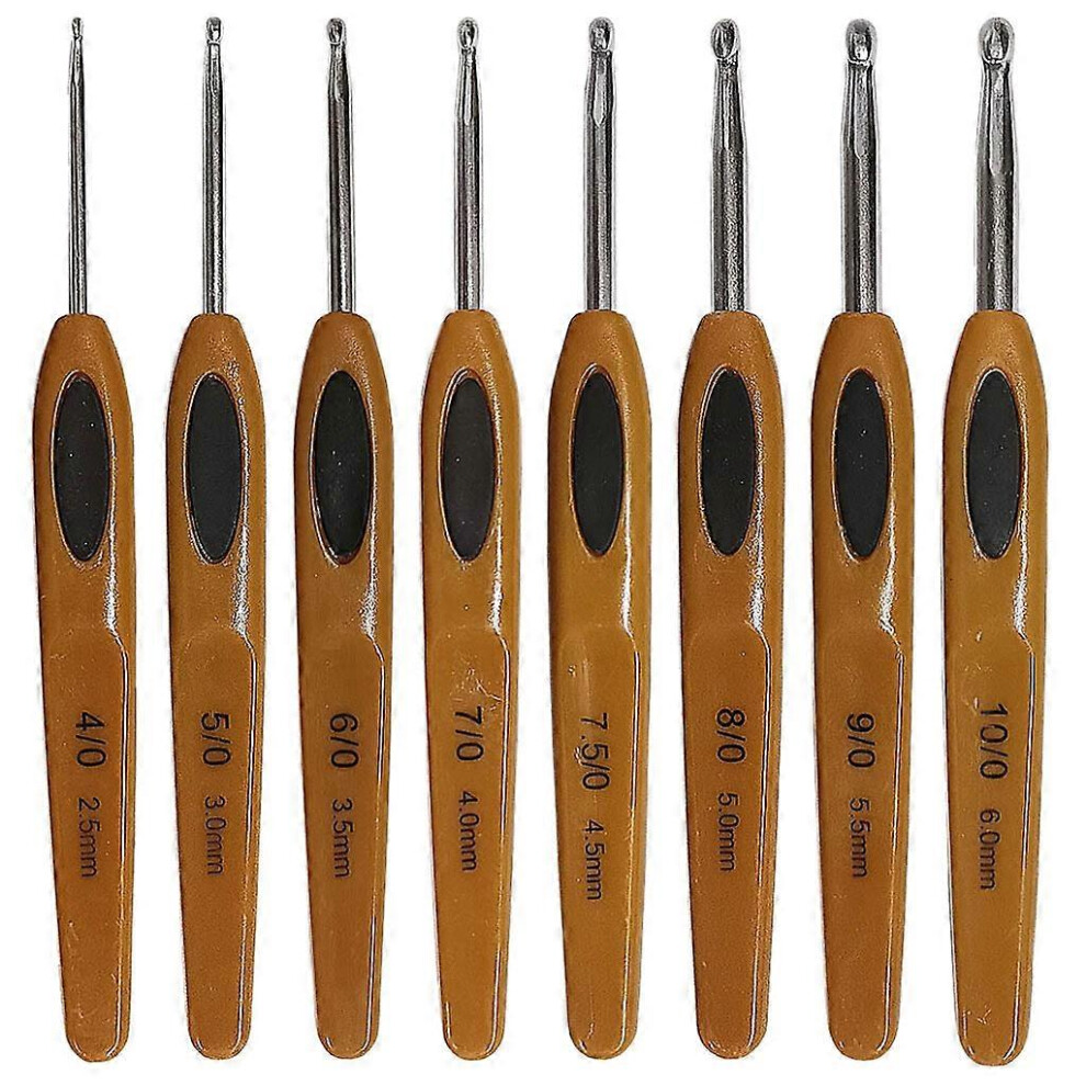 (As show, One size) 8-piece knitting hook for ergonomic crochet
