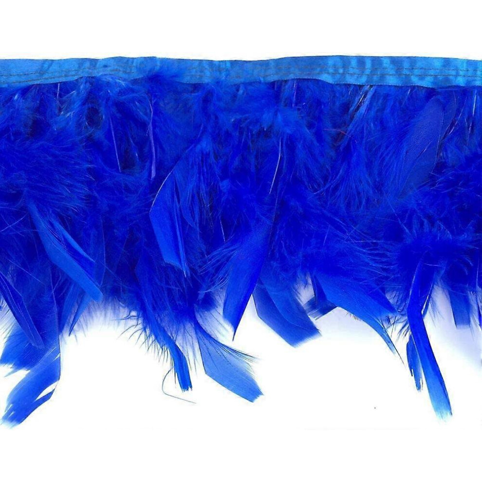 (As show, One size) Sowder 1.8m Pack Turkey Feather Fringe for Wedding Dress, Sewing, Crafts, Costume, Decoration (Royal Blue)