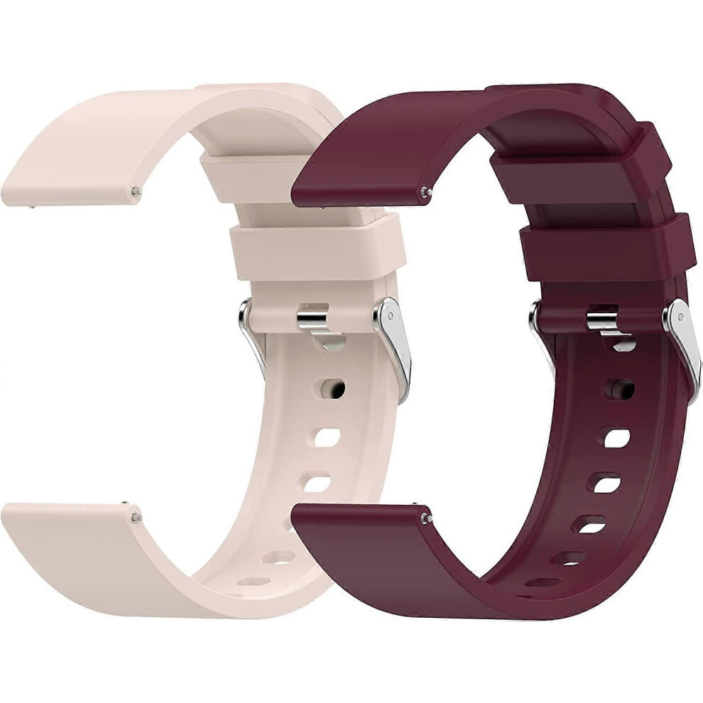 (As show, One size) 22mm Smartwatch Strap- 2pcs Silicone Quick Release Straps, Replacement Band for Samsung Galaxy Watch/Huawei Watch/Garmin/Fossil/Amazifit, for Women Me
