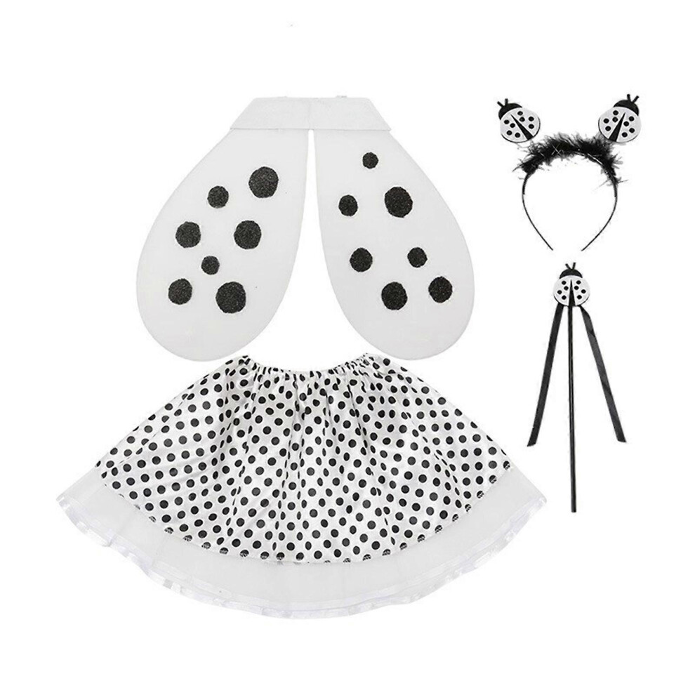 (As Show, One Size) Lady Bugs Costume Magic Wands Ladybird Wing Headbands Tutus For Dress Up Pretend Play Birthday Halloween Party Cosplays Black And 7683012683855