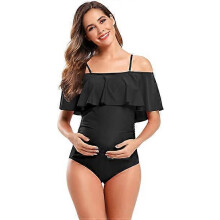 (As show, One size) Maternity Swimsuit One Piece Strapless Bikini Maternity Maternity Elegant Chic Beach Women L