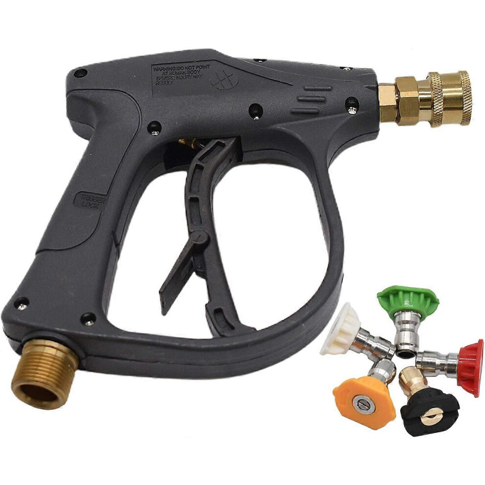 (As show, One size) Pressure Washer Spray Gun with 5 Nozzles, 4000 PSI 1/4" Quick Connect Foam Gun, M22 Male Thread Spray Gun for Car Wash