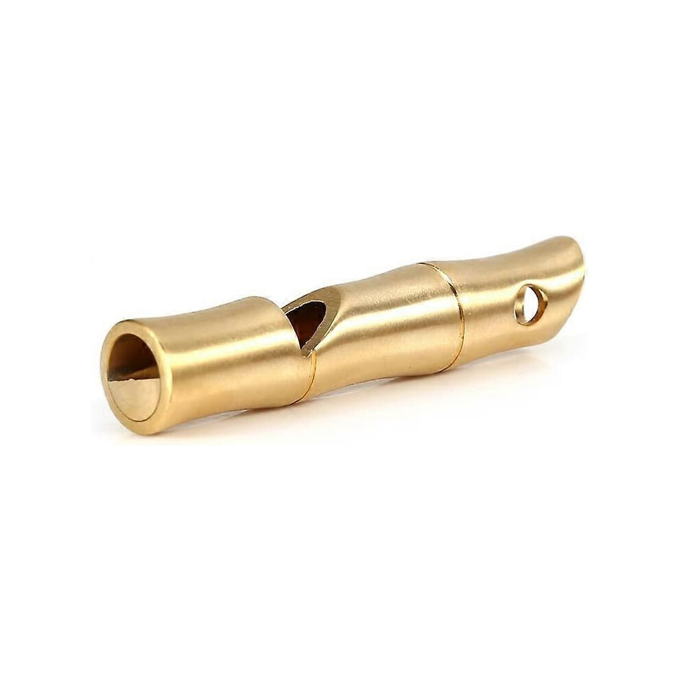 (As Show, One Size) Handmade Brass Bamboo Bamboo Emergency Survival Whistle For Outdoor55*10Mm,Hiking,Camping,Hunting,Survival Golden