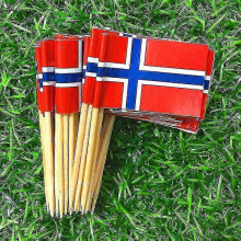 100pcs/set Mini Norwegian Flag Cake Cocktail Toothpick Stick Party Bar Restaurant Accessory Flag Of Norway -bp