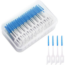 (As show, One size) 160 Pieces (Blue)Silicone Double-Sided Interdental Brushes Adaptive Dual Purpose Dental Floss Interdental Brush Toothpick Oral Hygiene For Teeth Clean
