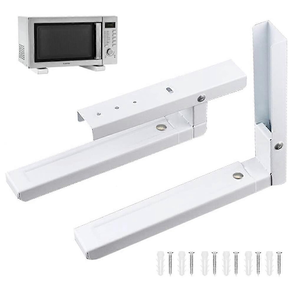 (As Show, One Size) 2 Pieces Microwave Wall Bracket, Microwave Brackets, Universal Microwave Oven Bracket, Includes 6 Screws, Used To Support Microwav White