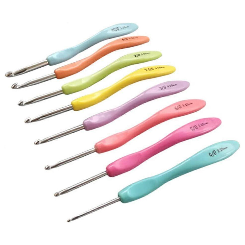 (As show, One size) 8 Pieces Aluminum Crochet Hooks Knitting Tools and Ergonomic Soft Handle, Two Sizes - 2.5mm-6mm