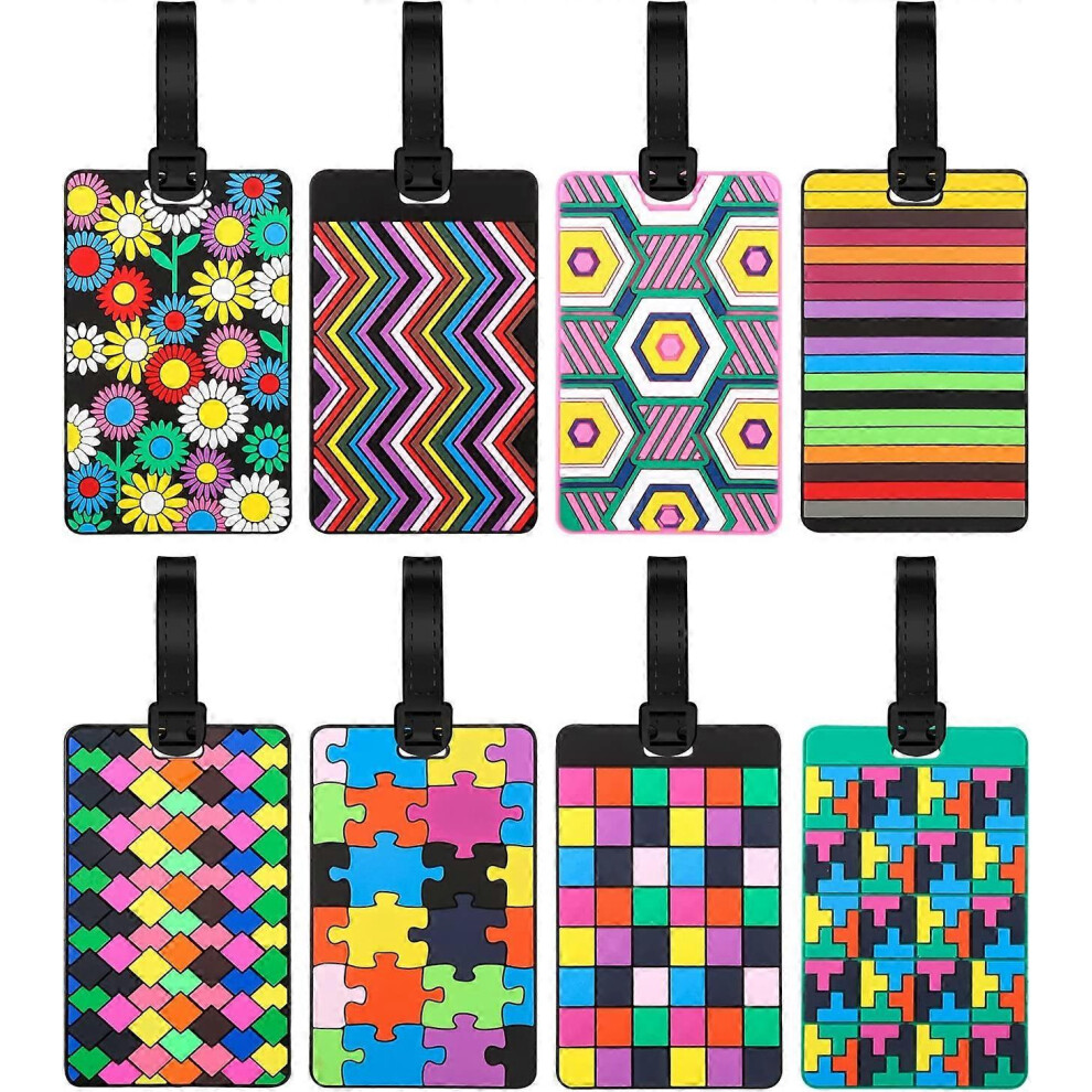 (As show, One size) 8 Pieces Luggage Tags PVC Baggage Tags, Travel Suitcase Baggage Tags ID Tags for Business Cards, Travel Accessories (Multicolor)