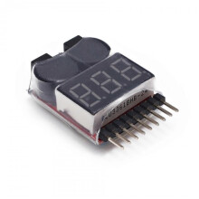 2pcs Battery Monitor Alarm Tester Checker Low Voltage Buzzer Alarm with Led Indicator for 1-8 S Lipo Life Limn Li-ion Battery (Cy)
