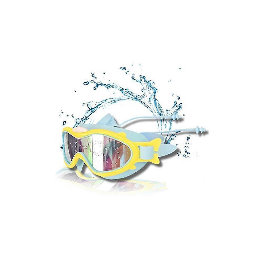 (As Show, One Size) And Swimming Goggles For Children (4-12 Years Old), Waterproof And Anti-Uv Swimming Goggles For Boys And Girls, Swimmi Yellow/Blue