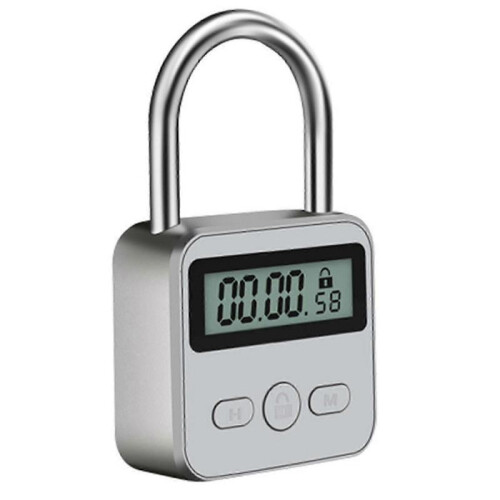 For Metal Timer Lock LCD Display Multi-Function Electronic Time 99 Hours Max Timing USB Rechargeable Timer Padlock - Security Device