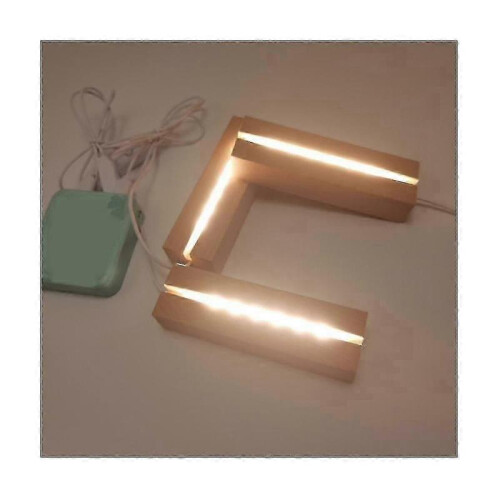 Wooden Led Lights Display Base Stand Light Plate Base Warm Light Rectangle 3d Diy Night Light Base 2