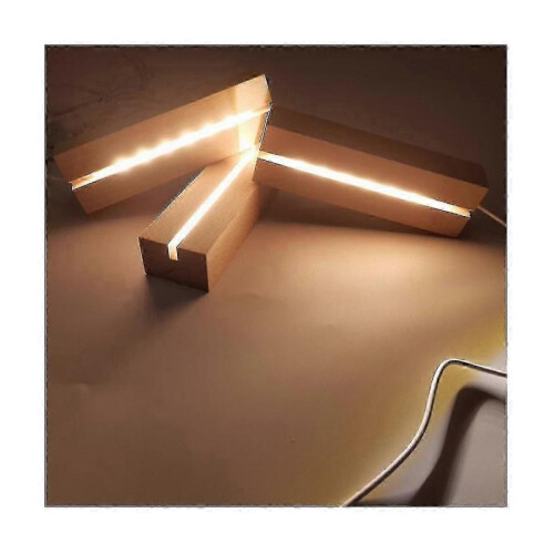 Wooden Led Lights Display Base Stand Light Plate Base Warm Light Rectangle 3d Diy Night Light Base 1