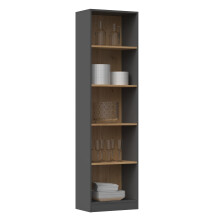 (Anthracite Artisan) Tall & Slim 5-Tier Wooden Bookcase