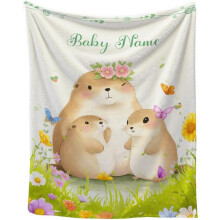 (Style C) Personalised Baby Blanket with Name,Custom Embroidered Soft Flannel Blanket for Newborns & Infants,Ideal, Easter Gift, Christening Present (Style C)