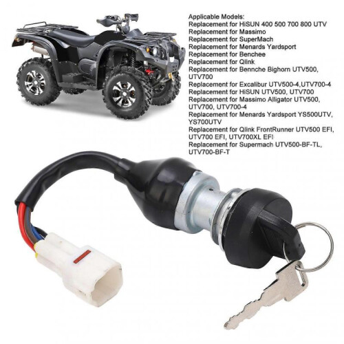Car Ignition Key Switch Set 372001150 Durable Ignition Key Switch Replacement for HiSUN 400 500 700 800 UTV 1