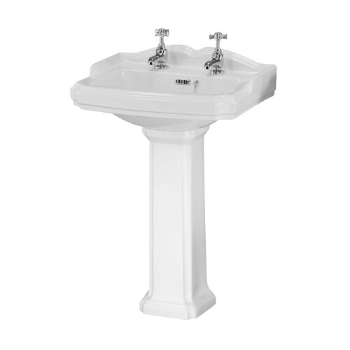 590mm Basin & Pedestal (2 Tap Hole) - VBAS011