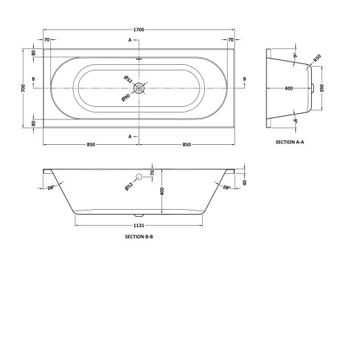 Eternalite Round Double Ended Bath 1700 x 700mm - VBATH015 2