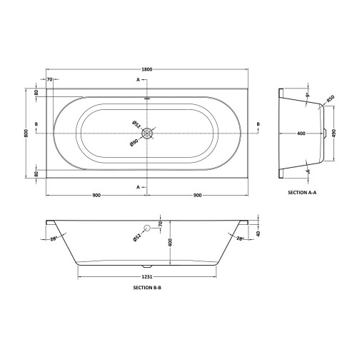 Eternalite Round Double Ended Bath 1800 x 800mm - VBATH017 1