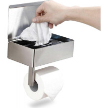 Toilet Paper Holder with Shelf, Flushable Wipes Dispenser & Storage Fits Any Bathroom, Keep Your Wet