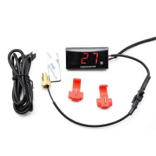 (Red LED Thermometer) Universal Water Temp Meter Gauge with Adapter + Bracket Motorcycle LCD Digital Thermometer for KOSO Racing Scooter