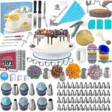 Professional Baking Kit 301 Pieces, Cake Turntable, Pastry Nozzles, Piping Bag, Cake Decorating Kits for Icing