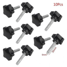(6*30mm) 10pcs M6/m8 Hand Screw Five-star Shaped Head Thread Clamping Screws Bolt Knob
